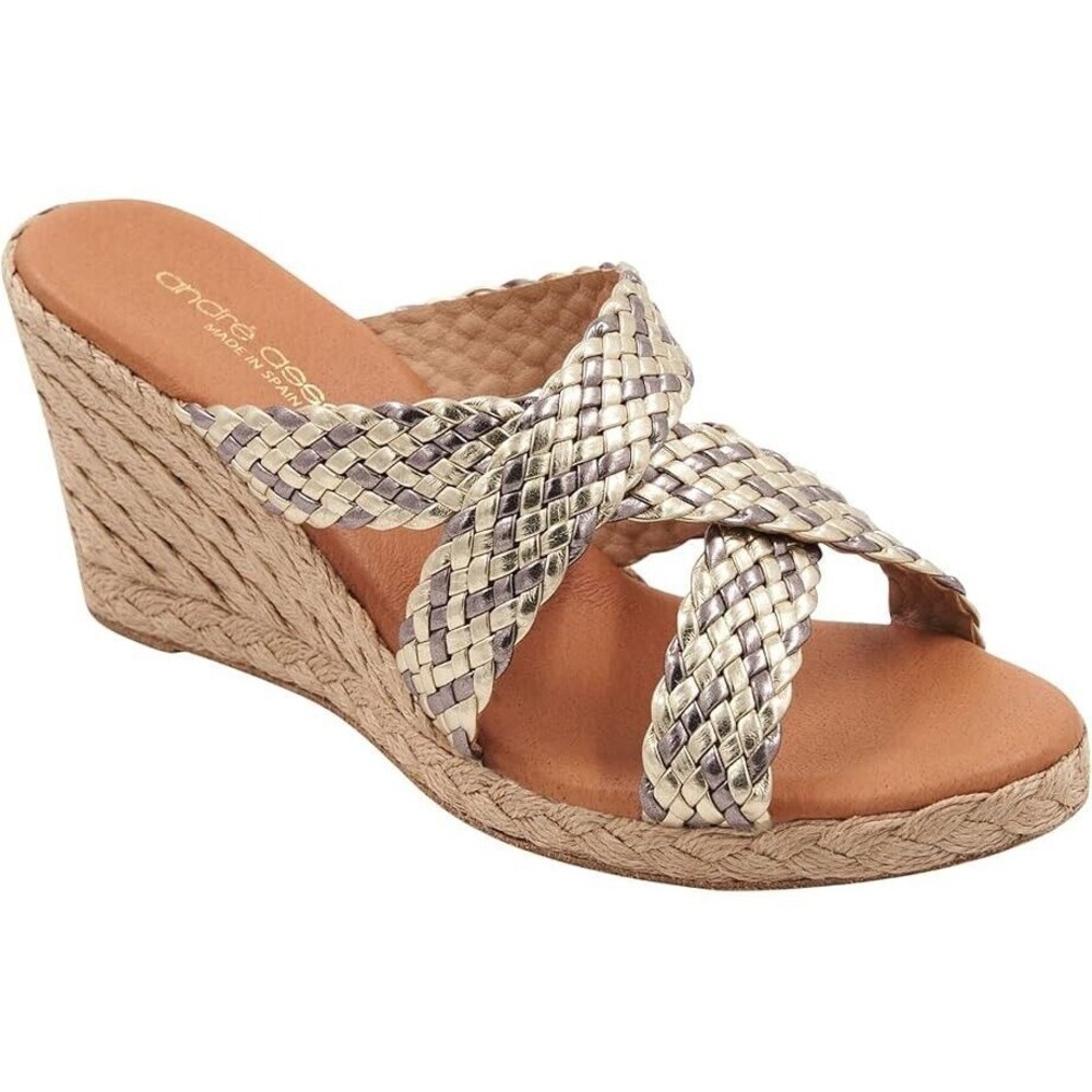 ANDRE ASSOUS  Nedra Wedge Espadrille Sandals- Metallic Multi NEW SZ 8 & 9